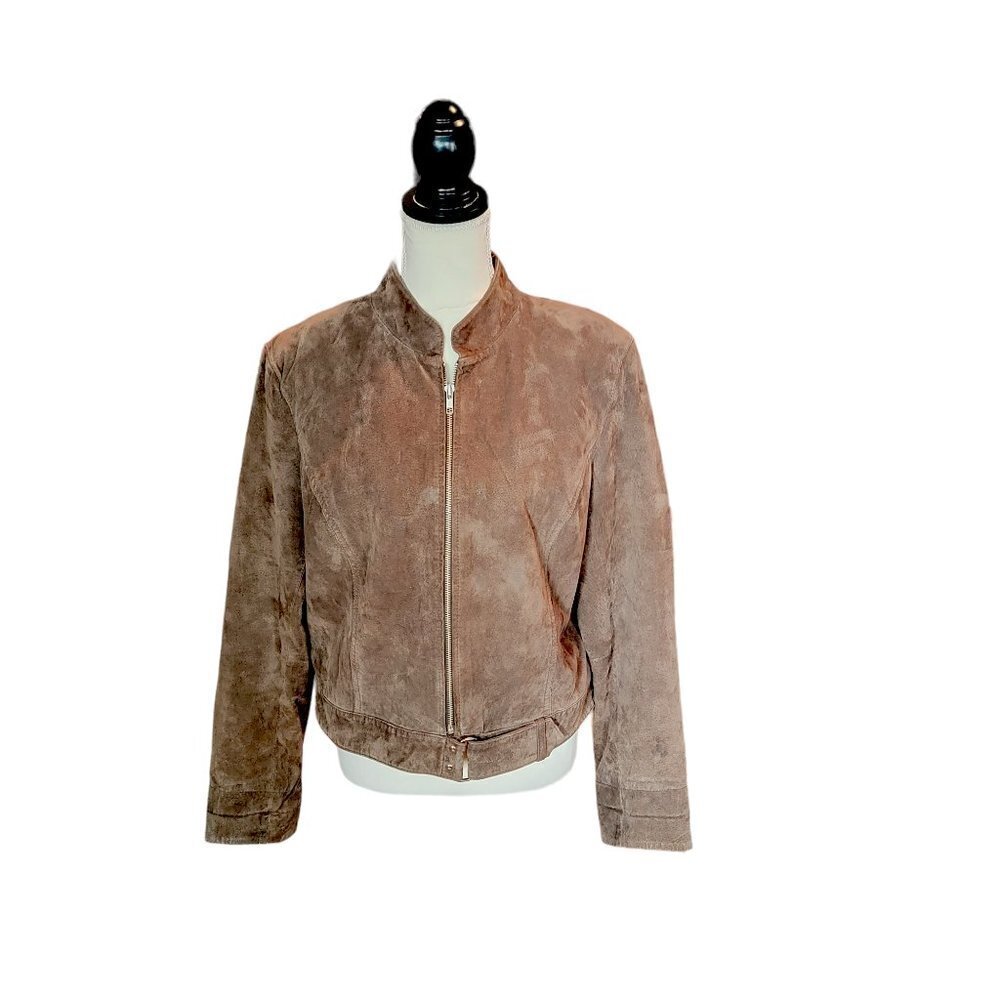 Laura Leighton Ltd 100% Leather Long Sleeve Brown Bomber‎ Jacket in Size Large